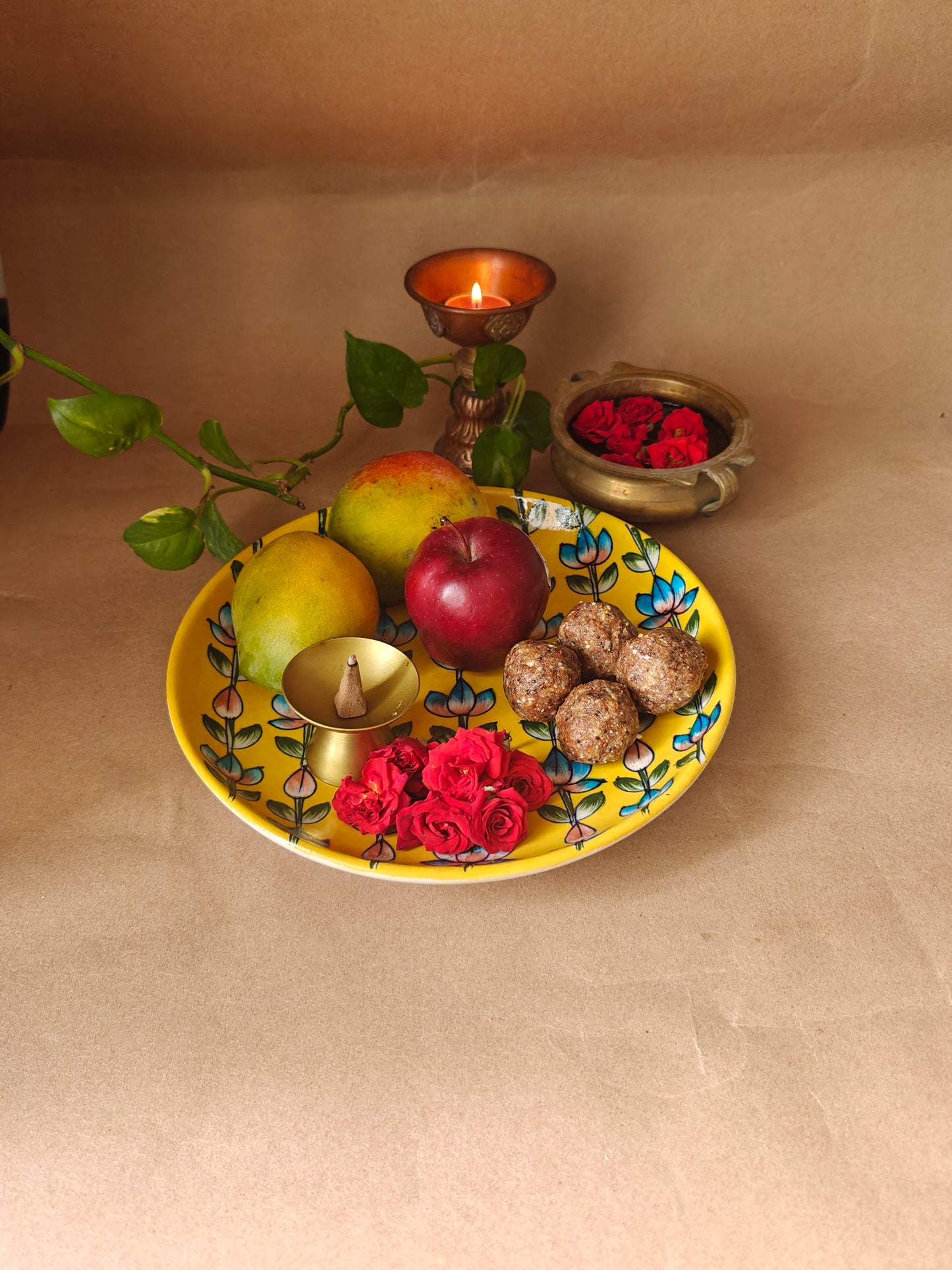 Blue Pottery 10" Plate - Yellow