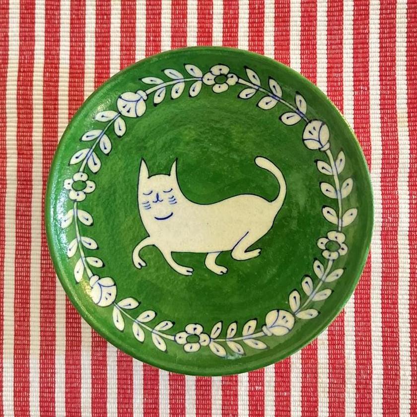 Chokar Exclusive - Evergreen Blue Pottery Cat 8" Plate