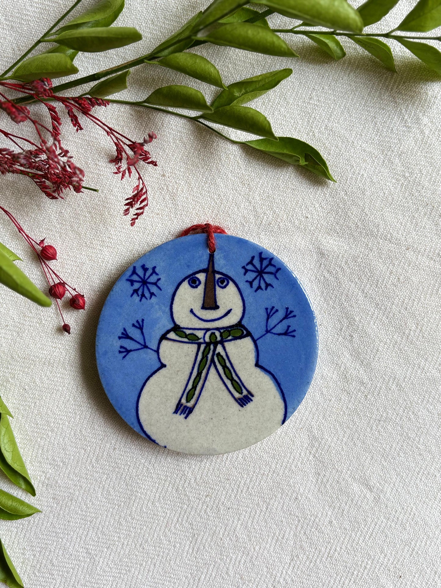 Chokar Exclusives – Set of 2 Blue Pottery Handmade Christmas Ornaments
