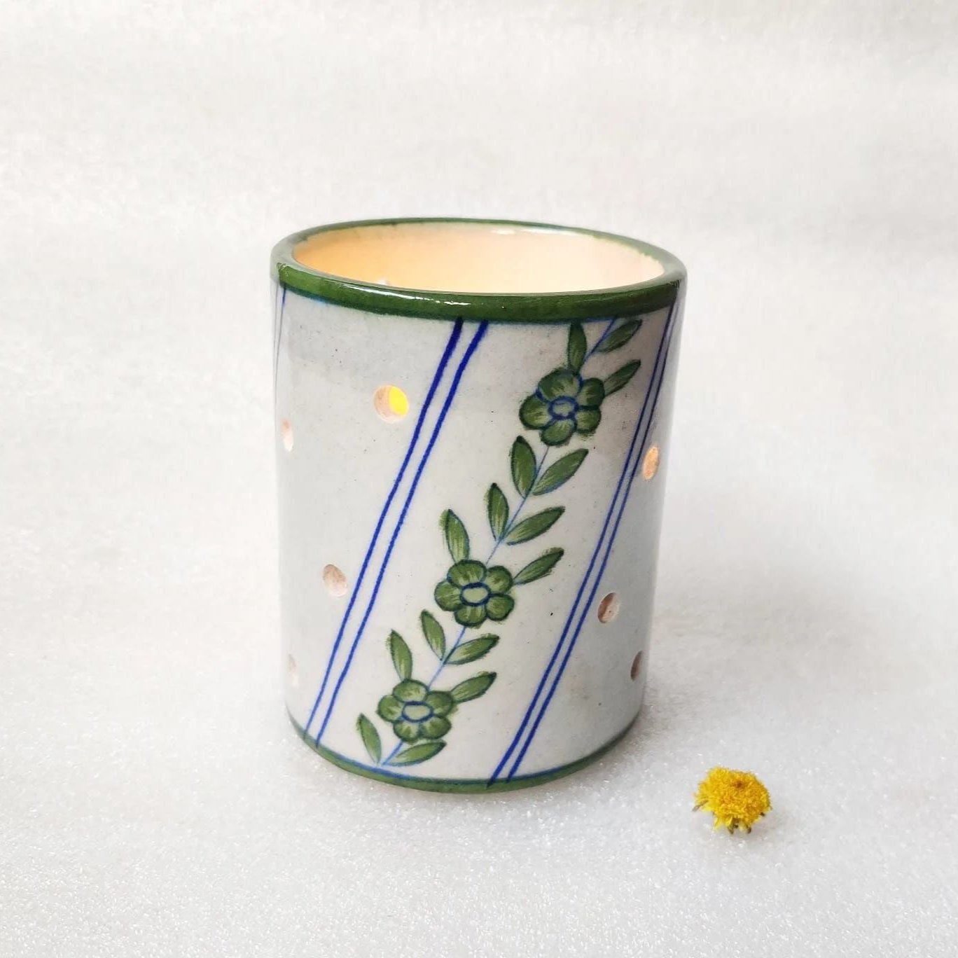 Chokar Exclusives - Trio of Blue Pottery Christmas Candle Stands
