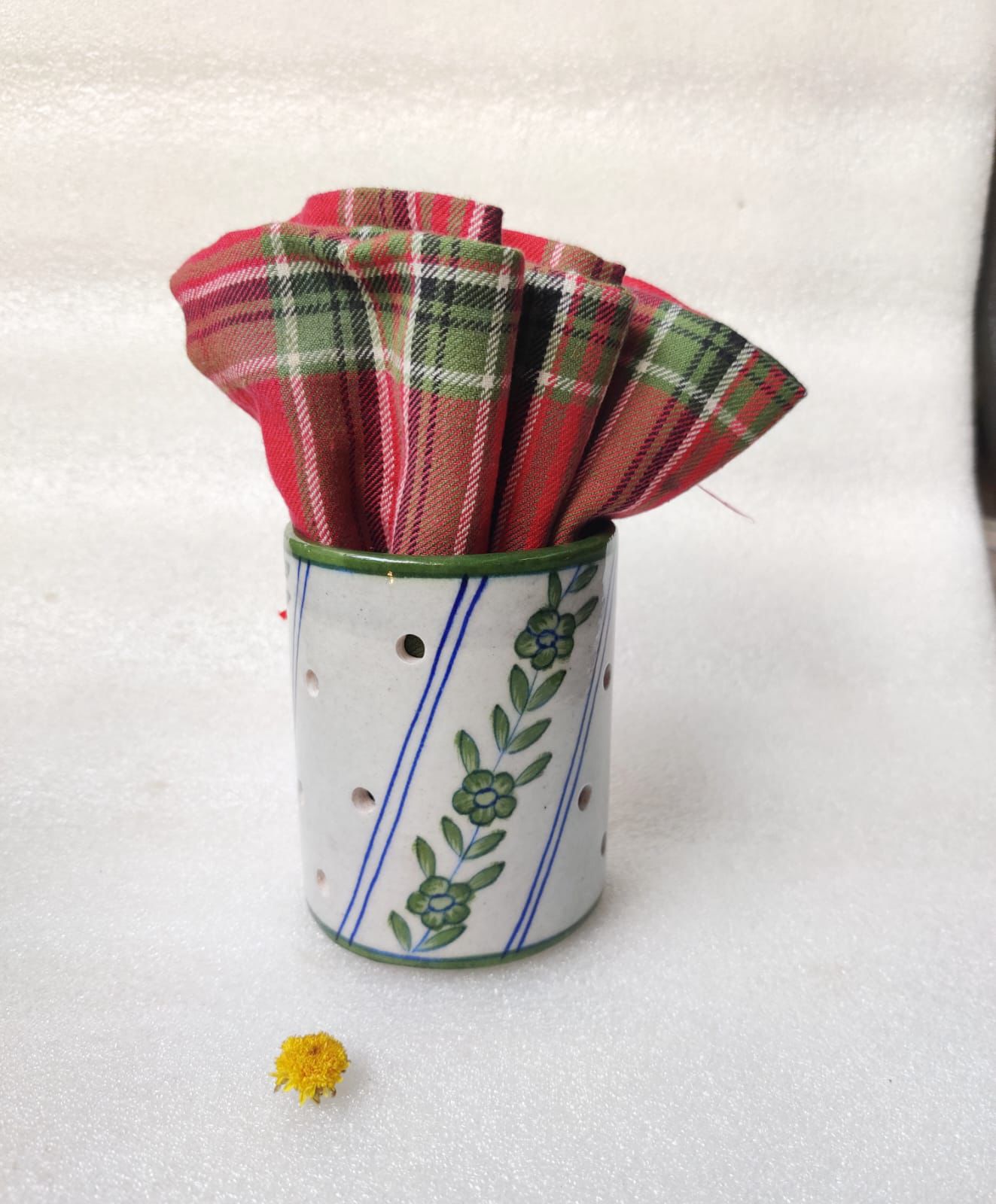 Chokar Exclusives - Trio of Blue Pottery Christmas Candle Stands