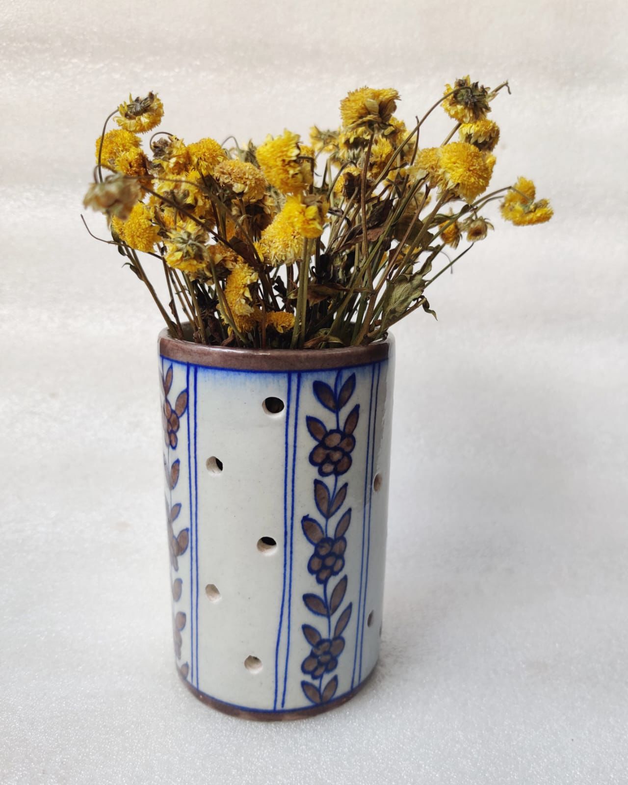 Chokar Exclusive - Blue Pottery Candle Stand- Brown