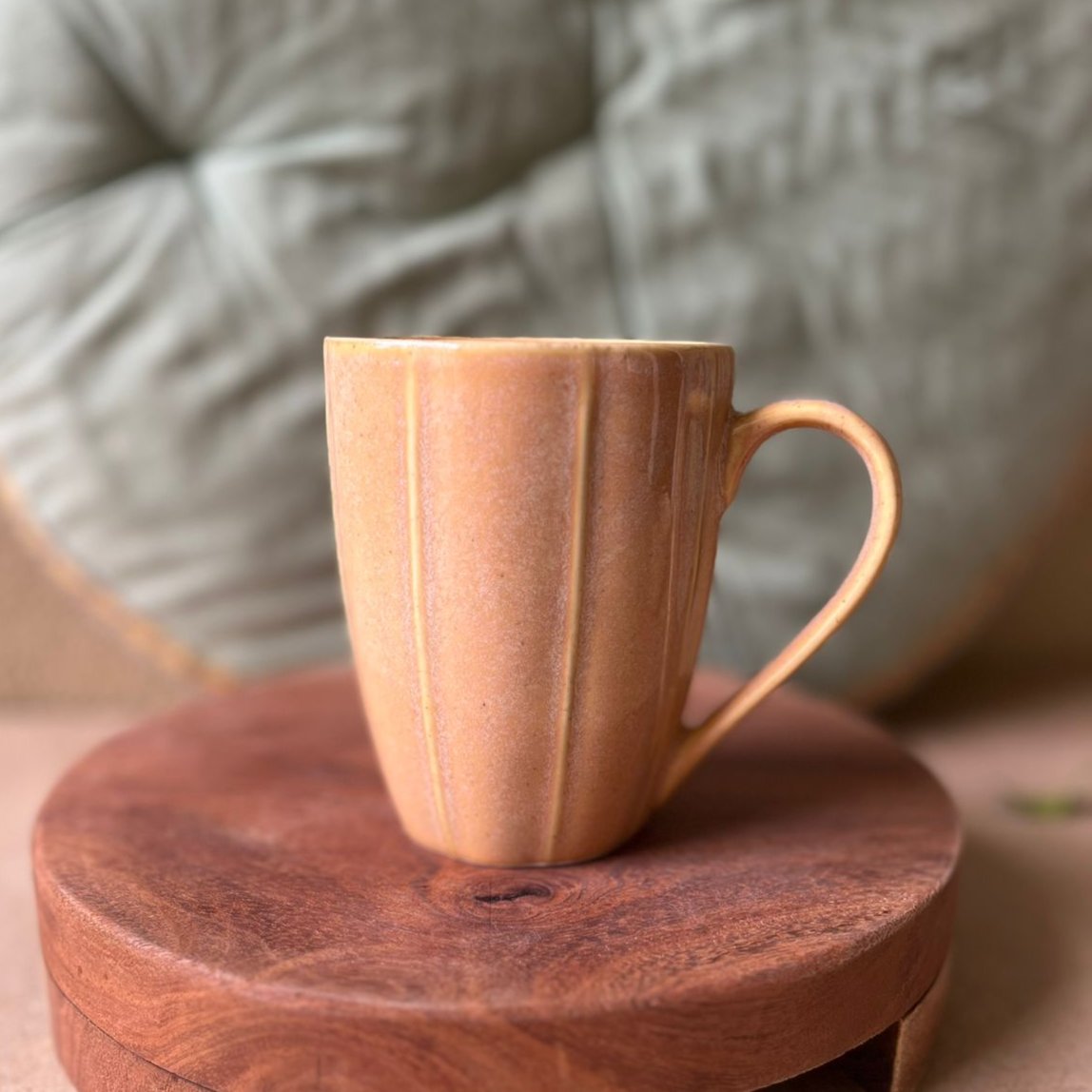 Deep Blue-Brown Ribbed Mug