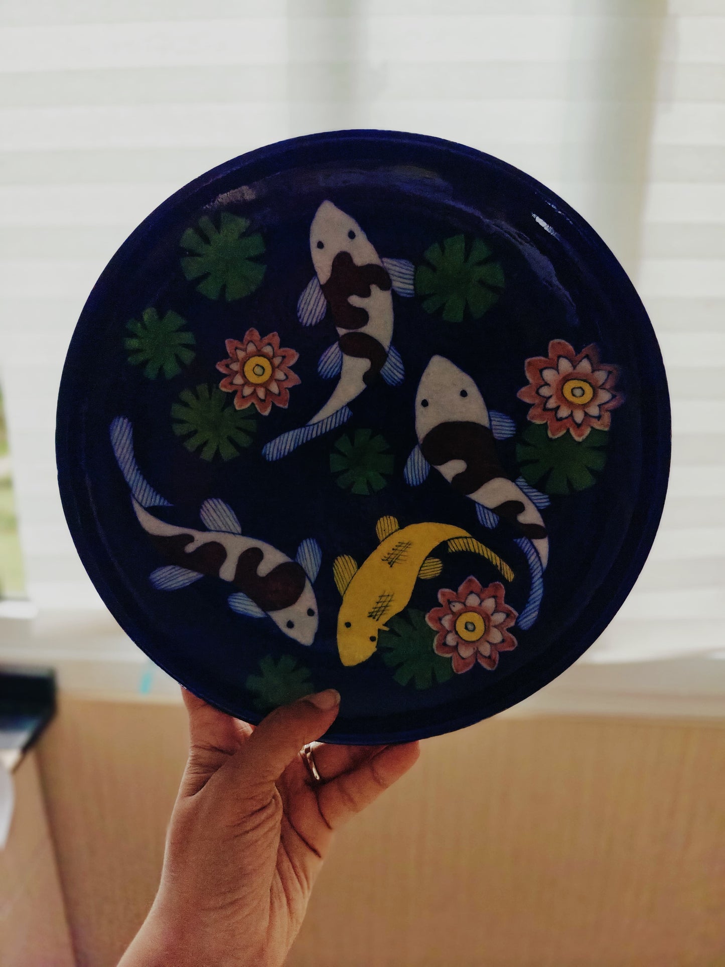 Chokar Exclusive - Blue Pottery 10" Koi Fish Plate