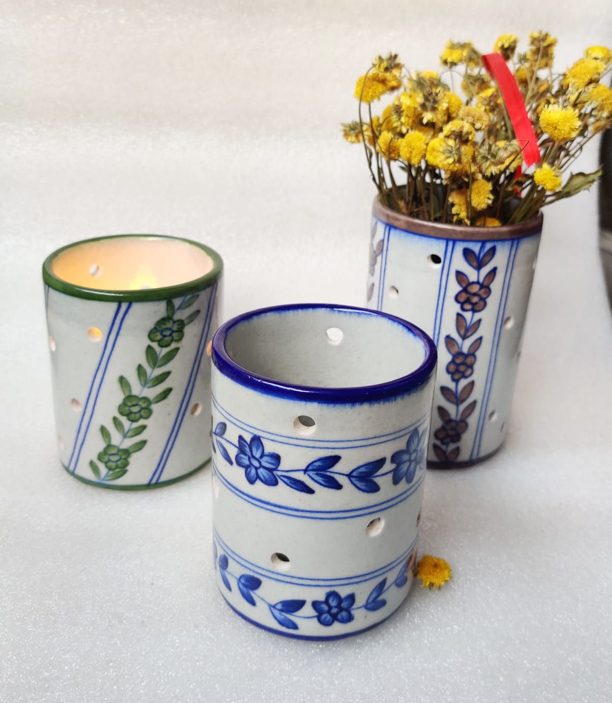 Chokar Exclusive - Blue Pottery Candle Stand- Blue
