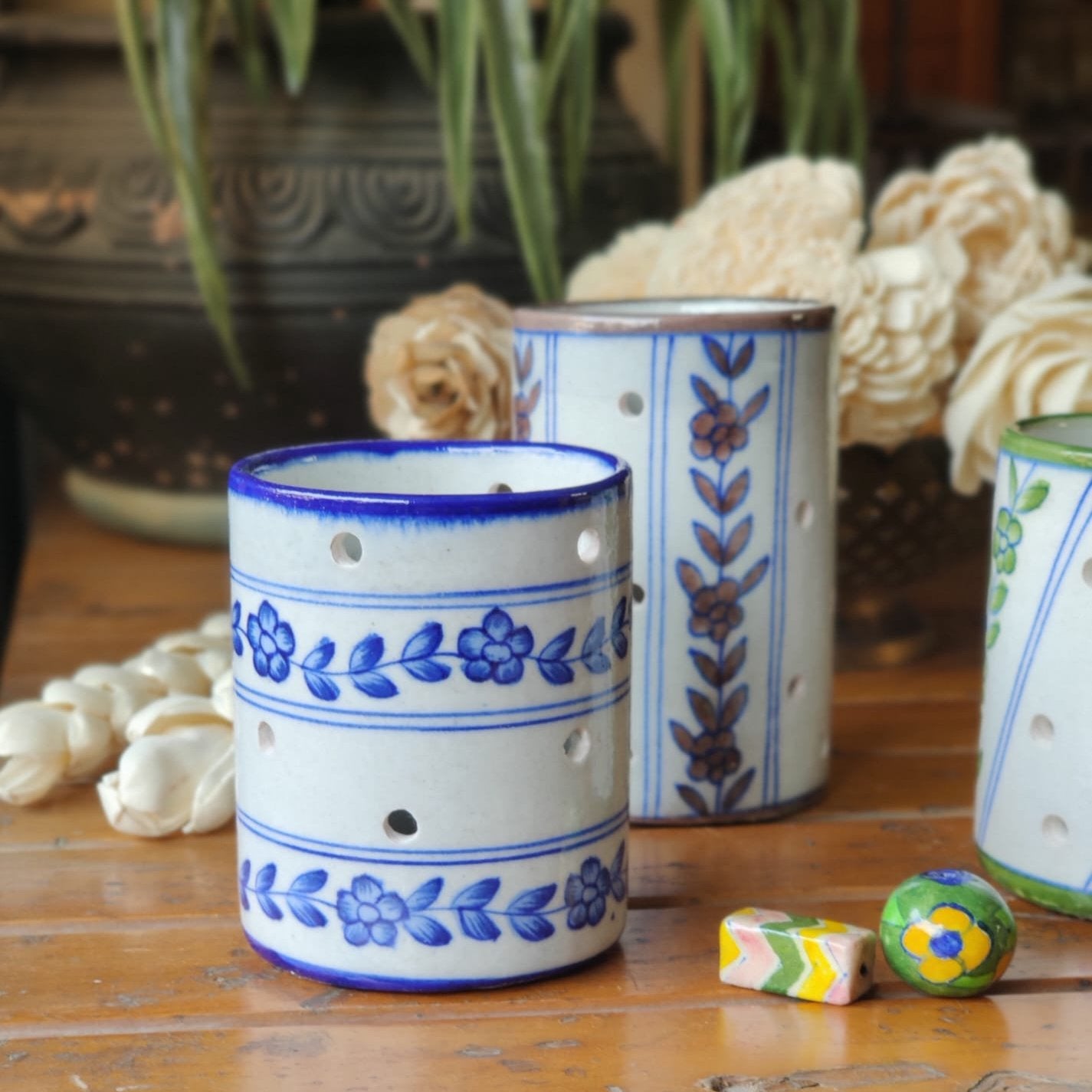 Chokar Exclusive - Blue Pottery Candle Stand- Blue