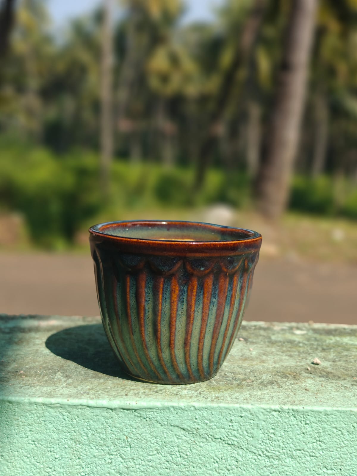 Ribbed Ceramic Planter
