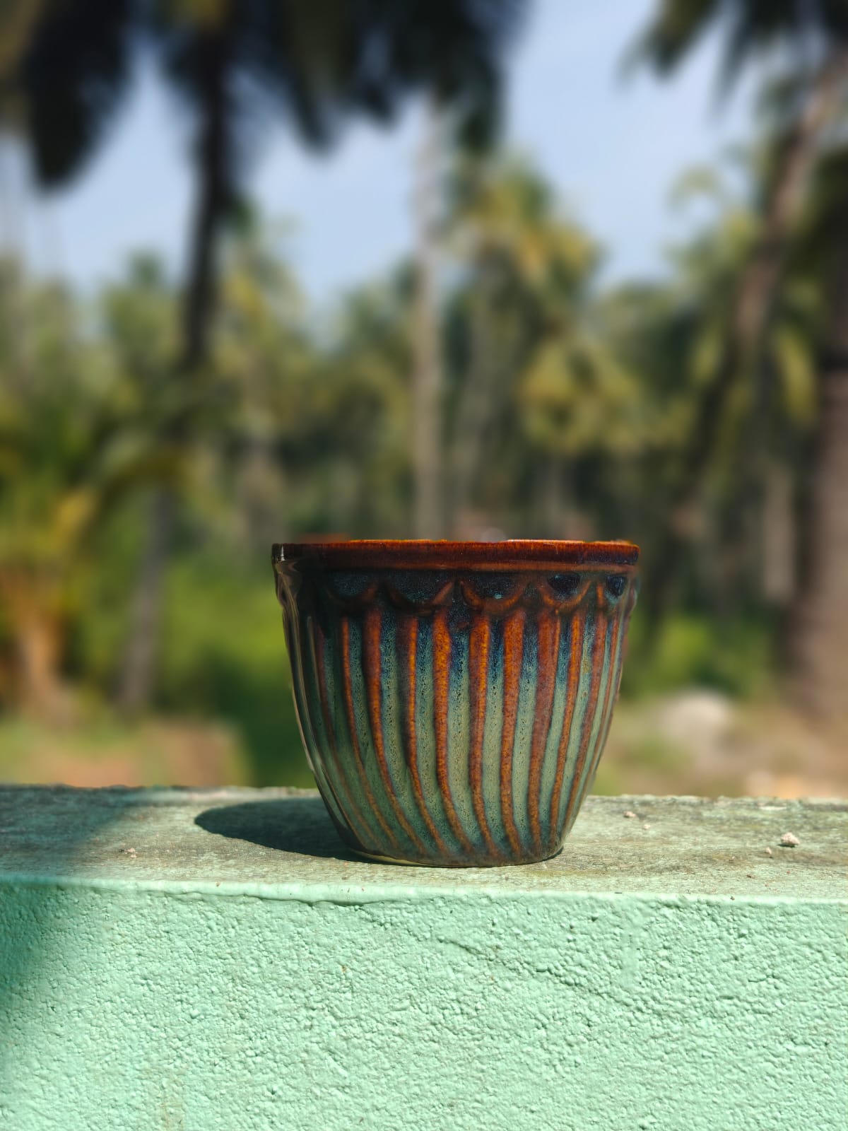 Ribbed Ceramic Planter