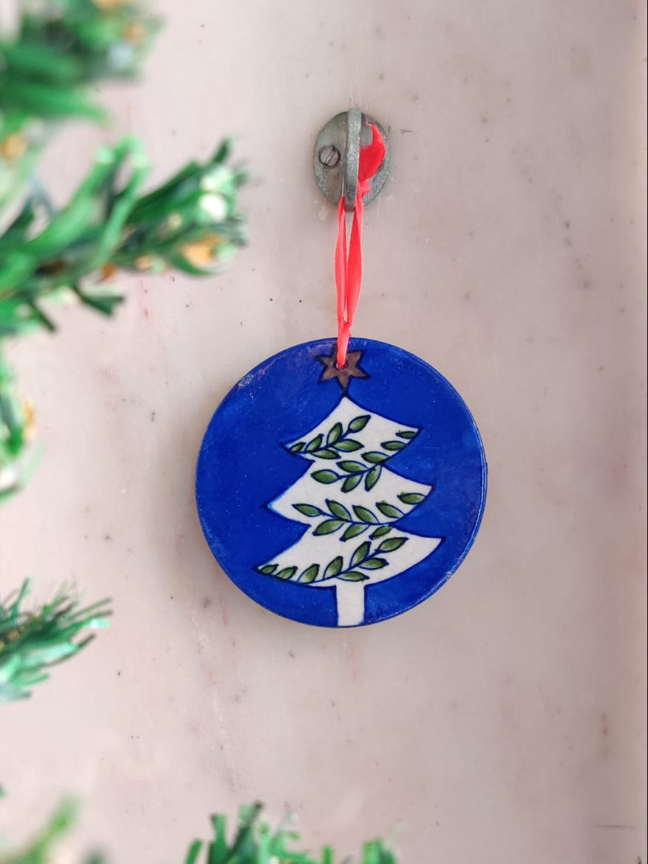Chokar Exclusives – Set of 2 Blue Pottery Handmade Christmas Ornaments