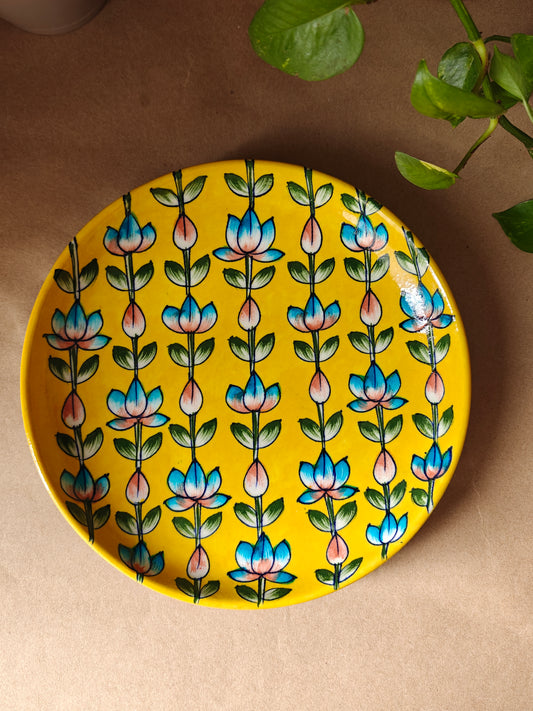 Blue Pottery 10" Yellow Plate