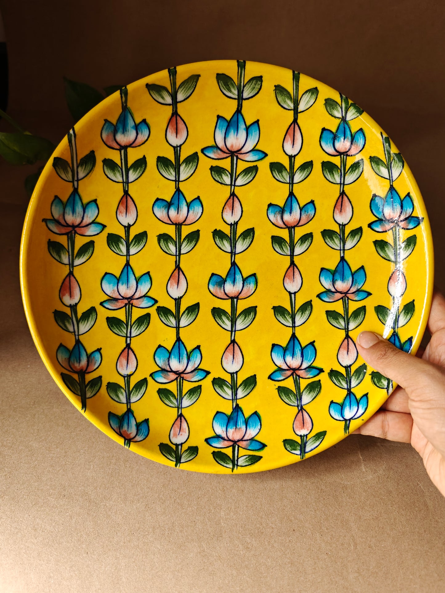 Blue Pottery 10" Yellow Plate