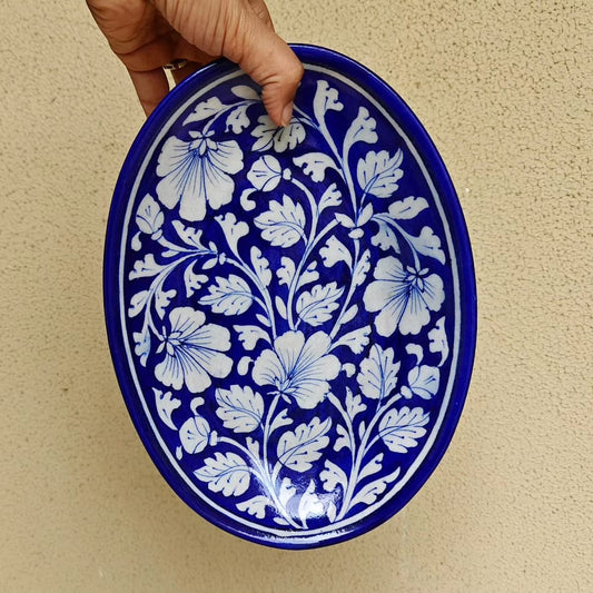 Blue Pottery 8" Oval plate - Royal Blue