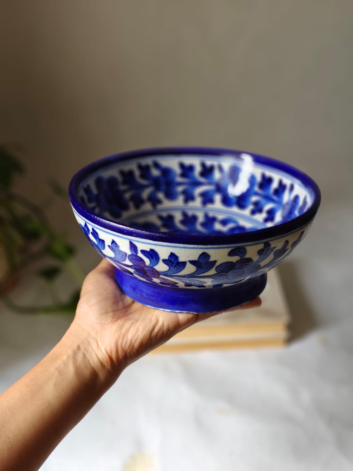 Sadabahar Blue Pottery Bowl-Blue