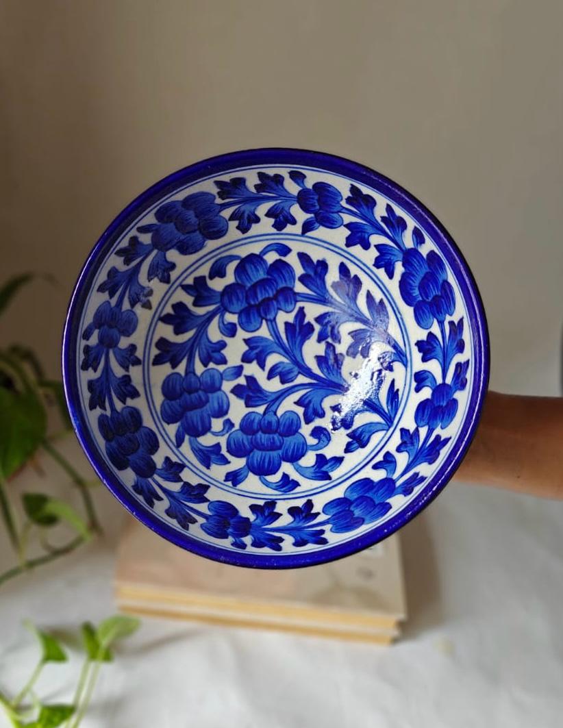 Hand Painted Green Floral Bowl