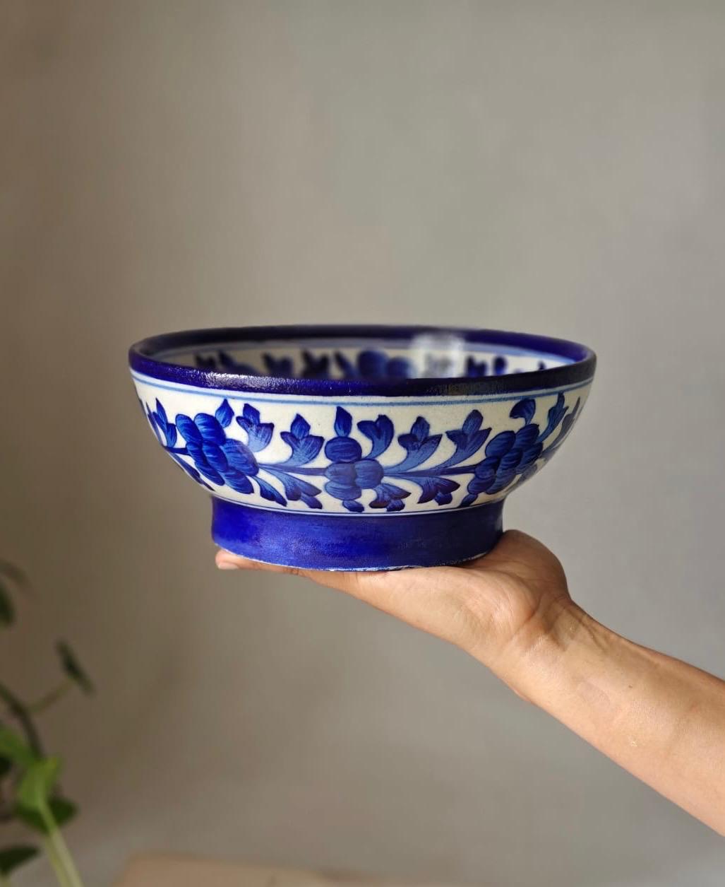 Sadabahar Blue Pottery Bowl-Blue