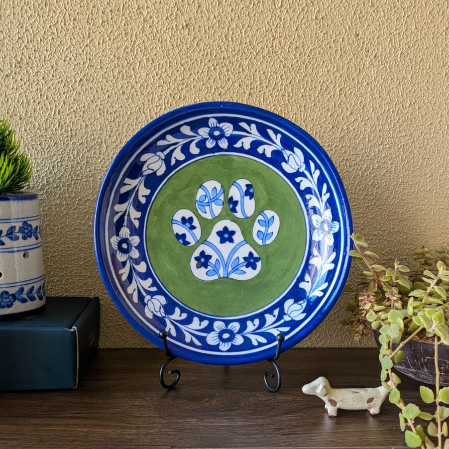 Grassy Paw Blue Pottery Plate