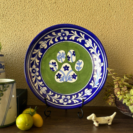 Grassy Paw Blue Pottery Plate