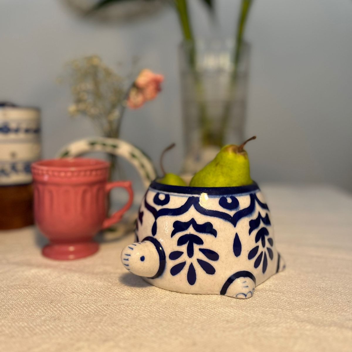 Ms. Tortoise Blue Pottery Planter