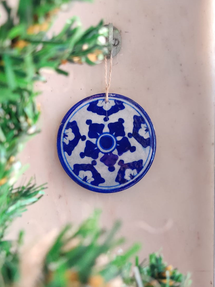 Chokar Exclusives – Set of 2 Blue Pottery Handmade Christmas Ornaments