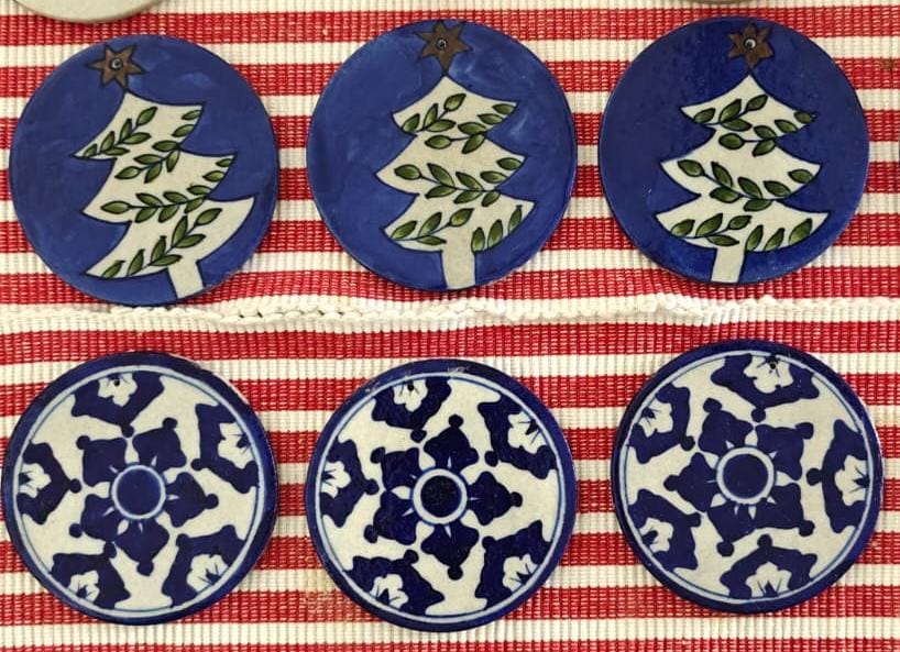 Chokar Exclusives – Set of 2 Blue Pottery Handmade Christmas Ornaments