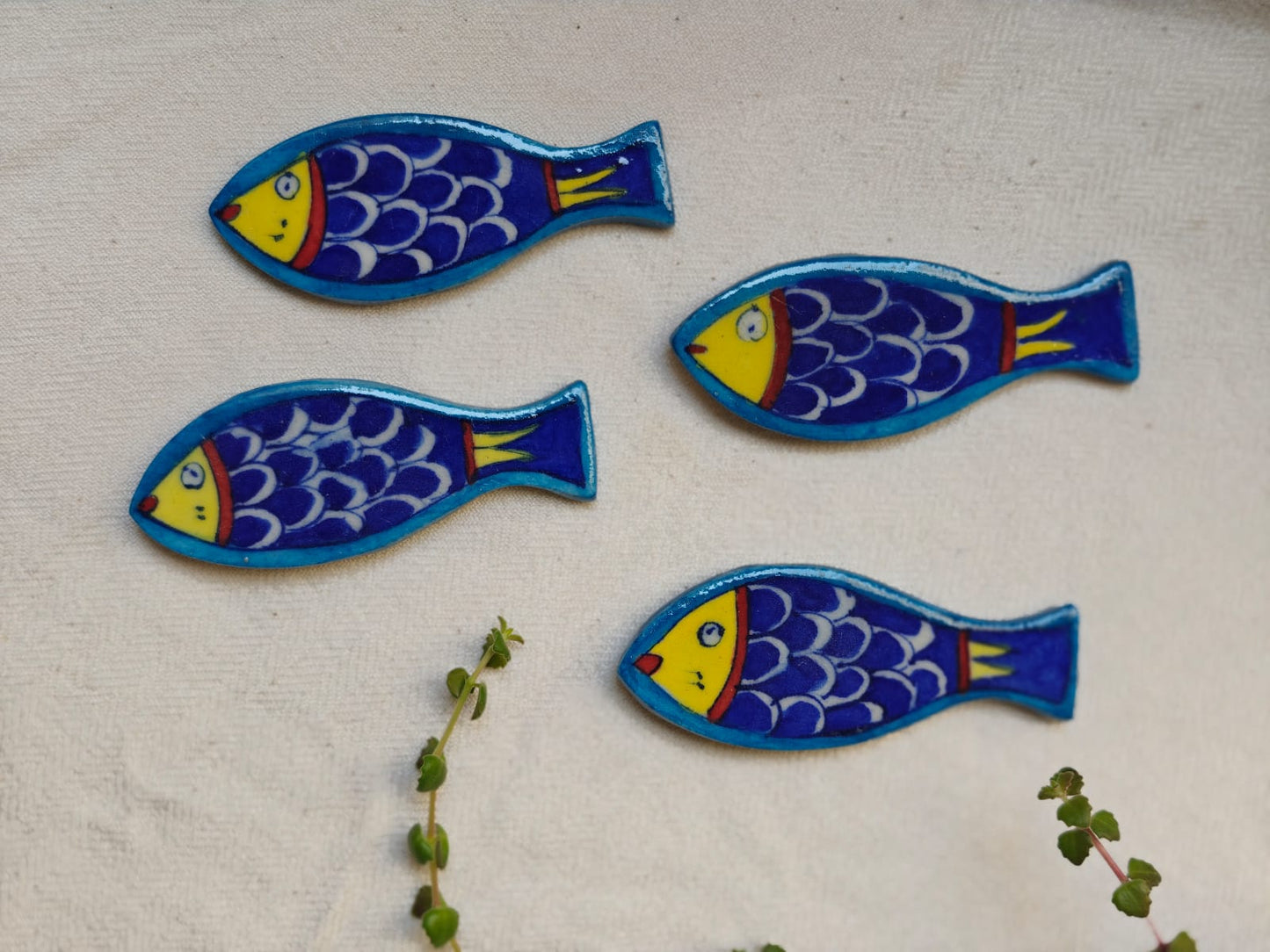 Blue Pottery Fridge Magnet - Fish
