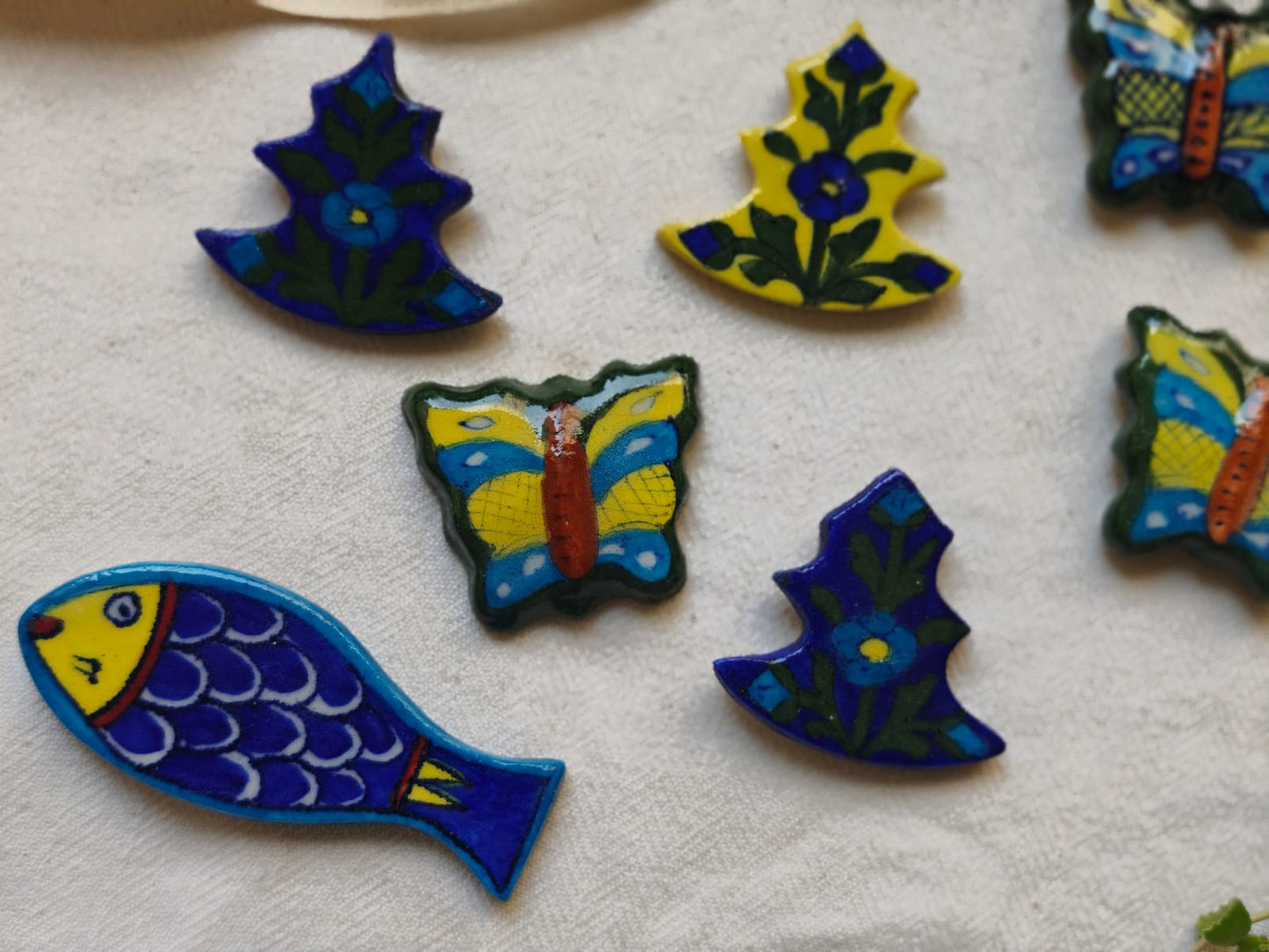 Blue Pottery Fridge Magnet - Butterfly
