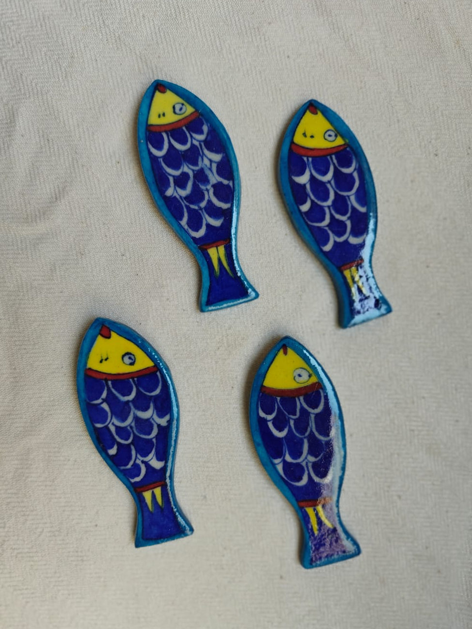 Blue Pottery Fridge Magnet - Fish