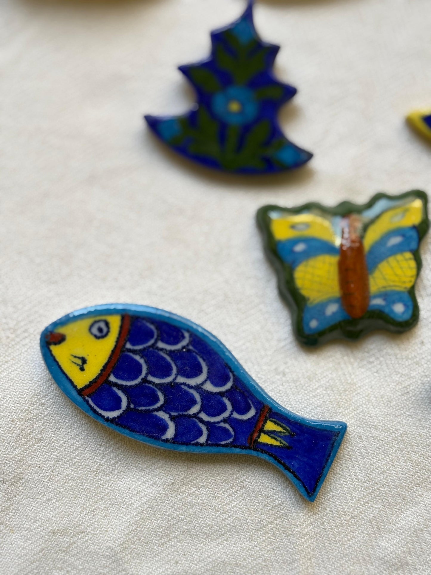 Blue Pottery Fridge Magnet - Fish
