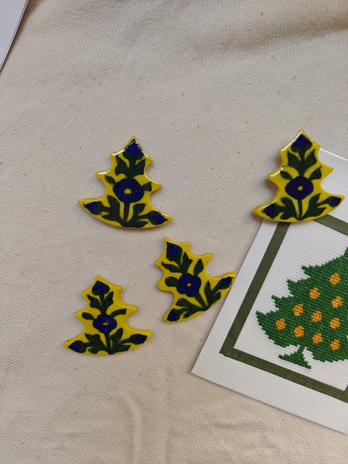 Blue Pottery Fridge Magnet - Tree